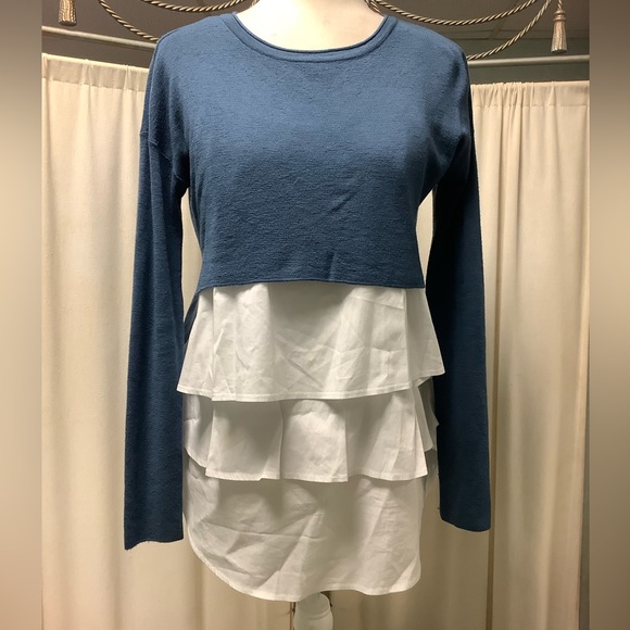 Twinset Simona Barbieri Wool High Low Sweater Cotton Ruffle Cami Set - Picture 2 of 15